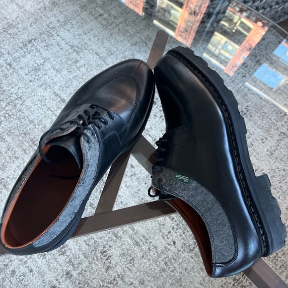 Ermenegildo Zegna Black Paraboot Edition Marche II Derbys Leather Dress Shoes 10 - Picture 13 of 17